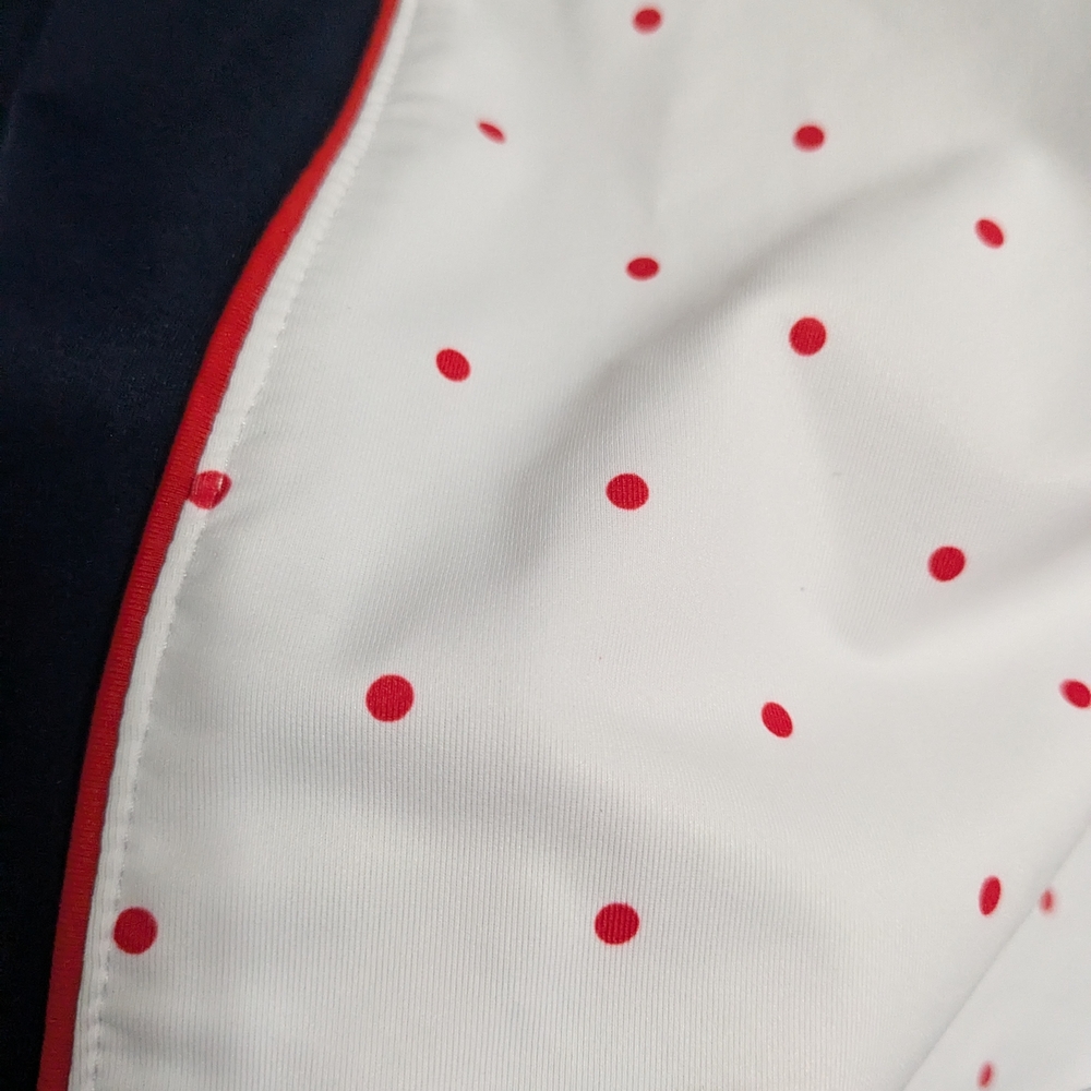 Lady Hagen White and Red Polka Dot Zip Top - Picture 2 of 7